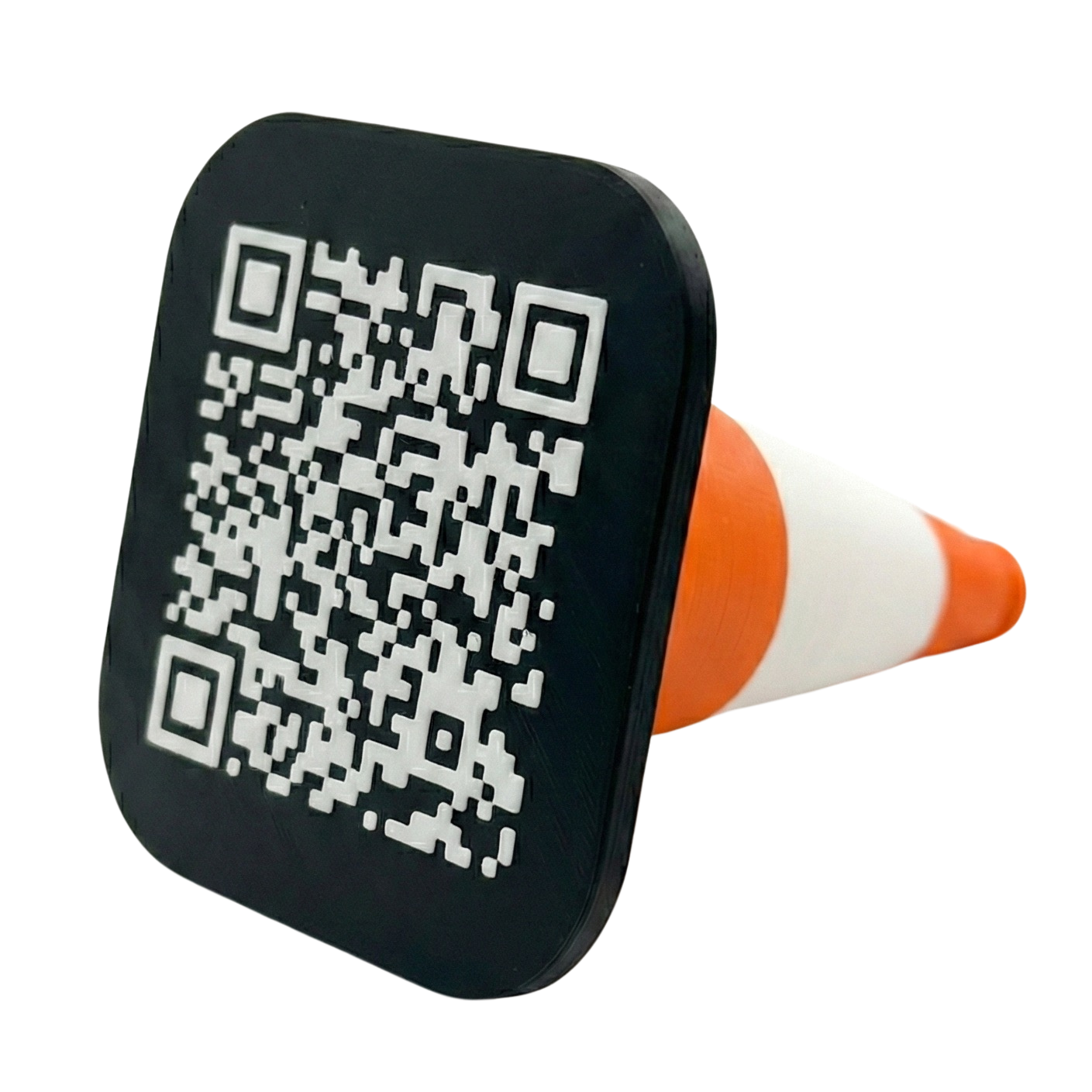Close-up of the QR code on the cone base.